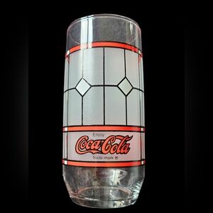 Vintage Libby Enjoy Coca-Cola Frosted Stained Glass Tumbler